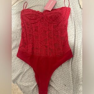 Pink Bardot corset bodysuit